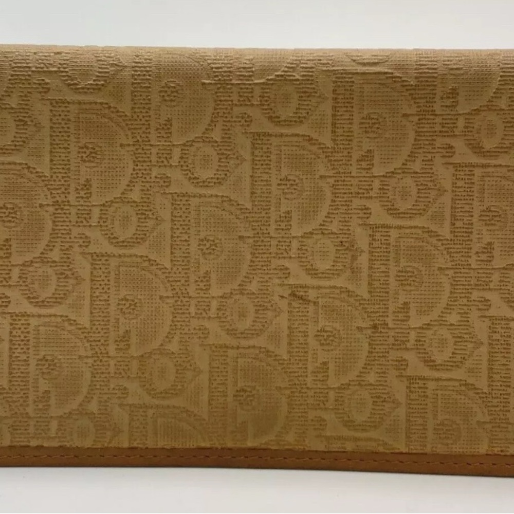 Authentic Christian Dior CD Vintage Tan Brown Monogram Long Wallet - Picture 2 of 13